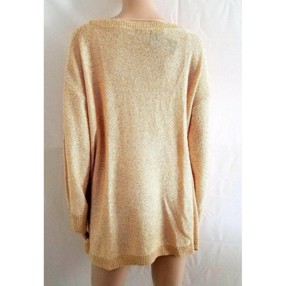 Verve Ami Women's Asymmetric Hem Shimmery Gold Pullover Sweater Plus Size 2X NWT - Picture 3 of 12